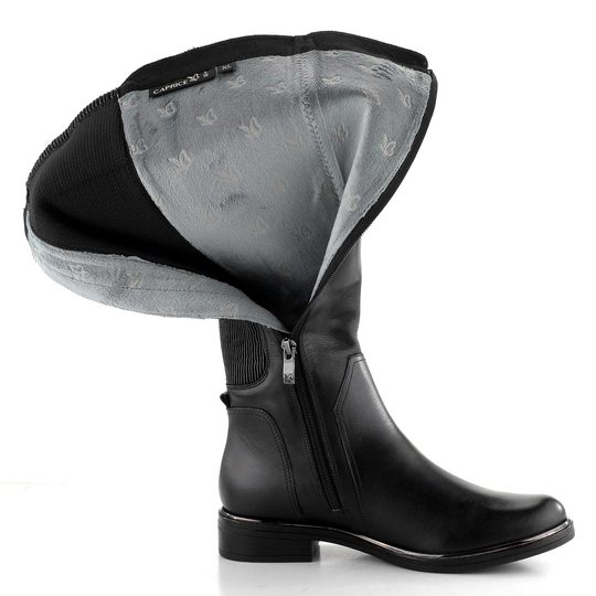 Caprice černé kozačky XL Shaft Black Comb 9-25523-41