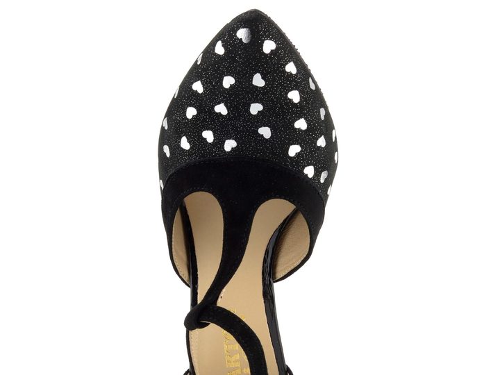 Barton čierne lodičky so striebornou potlačou