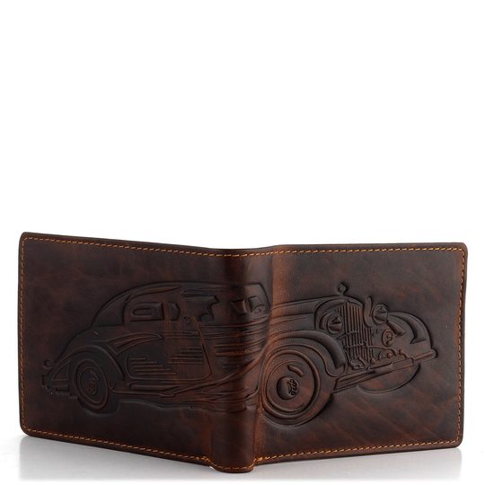 Pánska peňaženka s razbou auta tmavo hnedá 19179