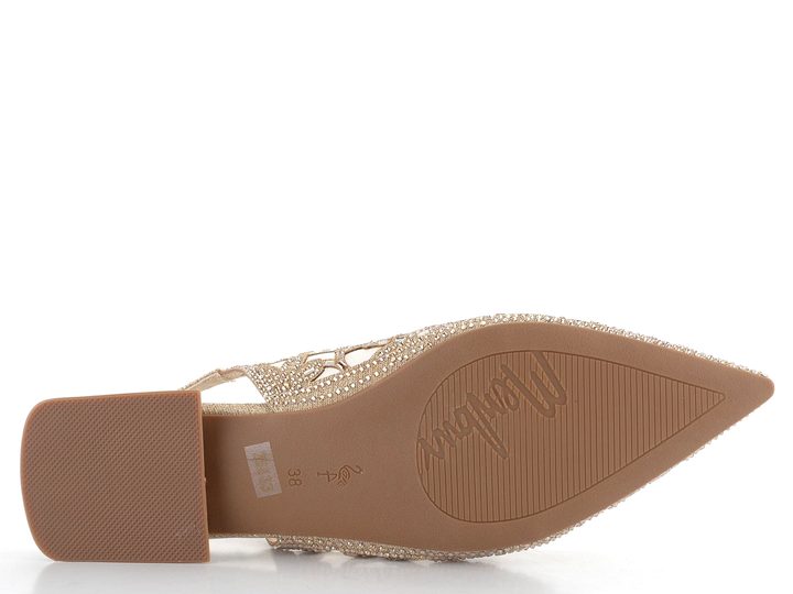 Menbur společenské baleríny s volnou patou poseté kamínky Oro/Gold 25833