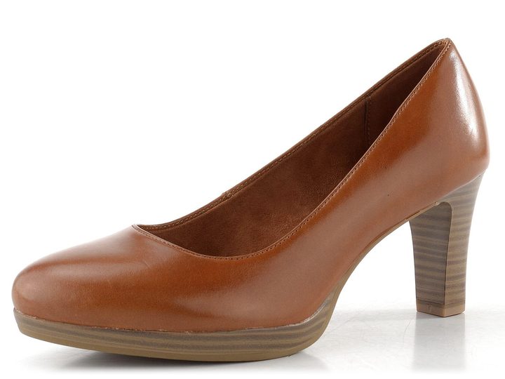 Tamaris kožené hladké lodičky Cognac 1-22410-41