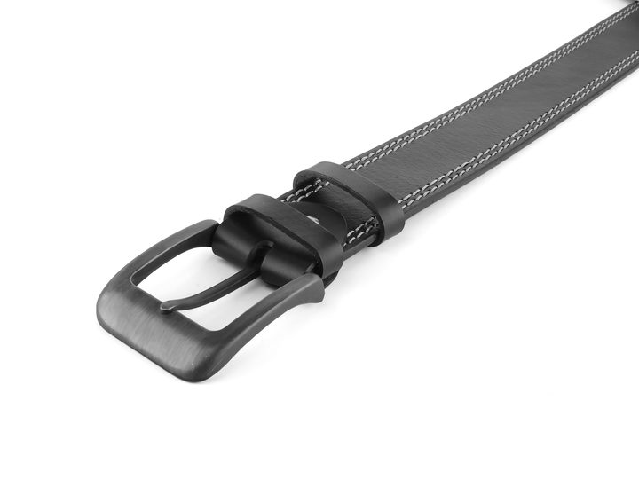 Černý kožený opasek s dvojitým štepem 38 mm