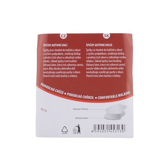 Půlvložky - špičky do obuvi s aktivním uhlím