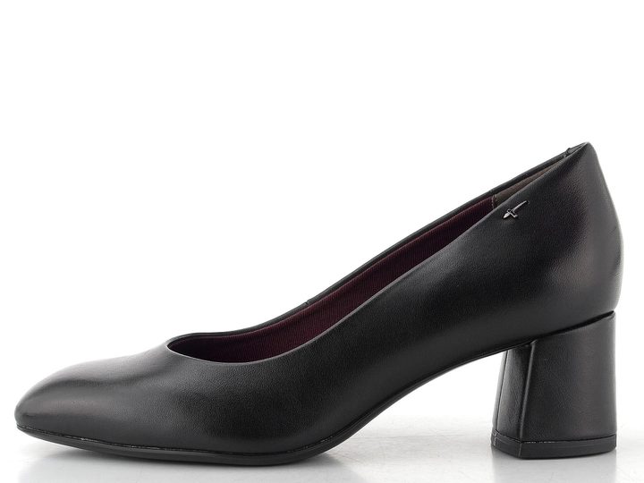 Tamaris lodičky se širokým podpatkem black leather 1-22437-47