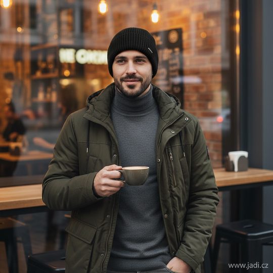 Bugatti oboustranná pánská pletená čepice černá/šedá 629313-960