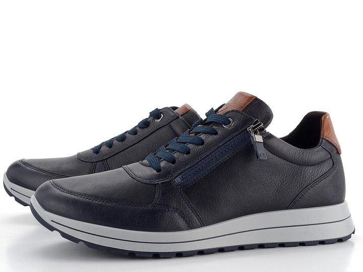 Ara širší pánské tenisky kožené Matteo Blau/Cognac 11-24501-12