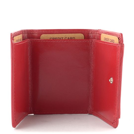 Malá kožená peněženka s kapsičkou na mince červená W-2031