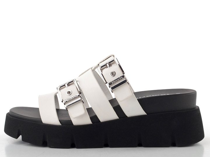 Tamaris bílé pantofle na vysoké platformě s klínkem 1-27512-46