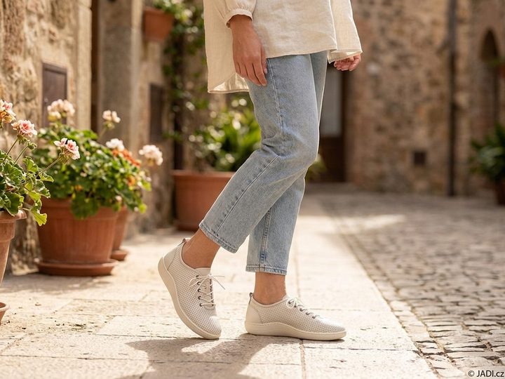 Looke kožené šnurovacie poltopánky Isabela off white L1356_68