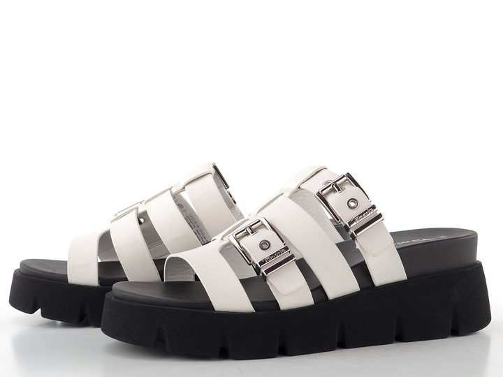 Tamaris bílé pantofle na vysoké platformě s klínkem 1-27512-46