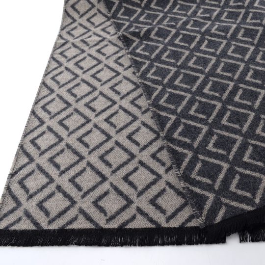 Bugatti oboustranný pánský šál s geometrickým vzorem tmavě šedý 630328-980
