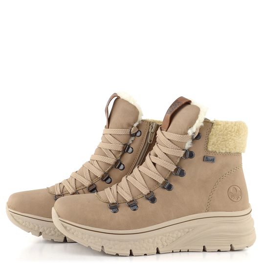 Rieker členková obuv s membránou na platforme béžová 48034-20