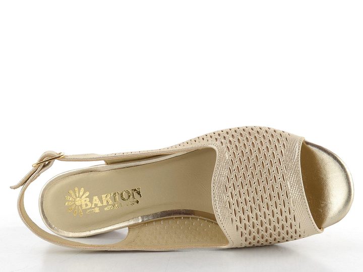 Barton metalické sandály na podpatku světle zlaté 25142