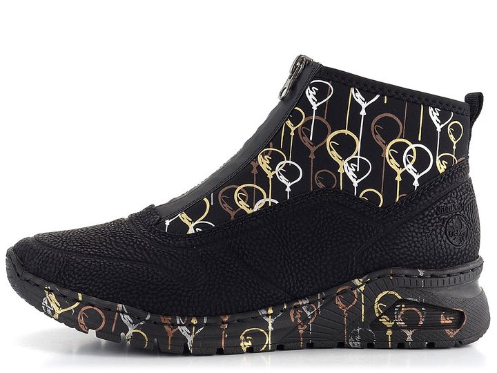 Rieker športovejšia členková obuv s predným zipsom čierna M4953-00