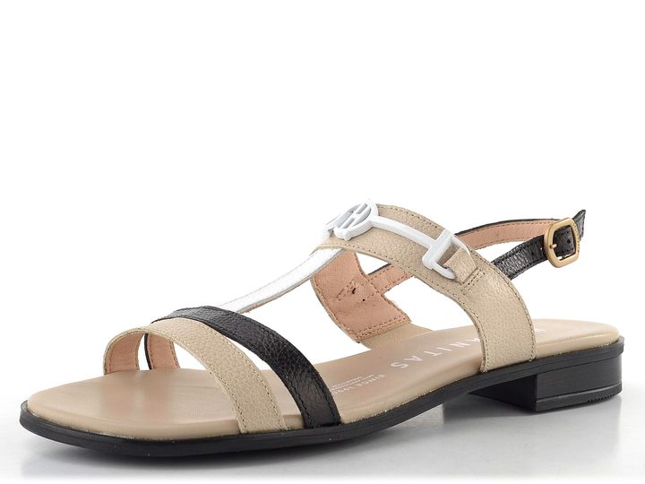 Hispanitas sandály na nízkém podpatku Yakarta Taupe/Black/White CHV253952