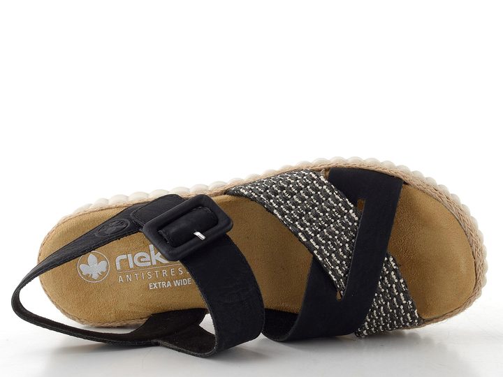 Rieker sandály na klínku černé 69269-00
