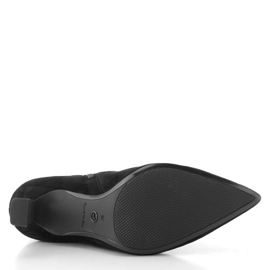 Tamaris elegantní kožený kotník na podpatku black 1-25358-45