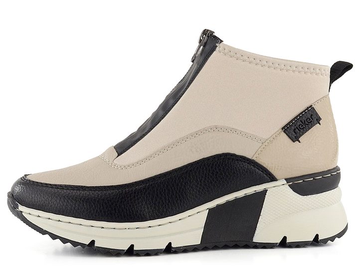 Rieker sportovnější kotník na klínu černý/krémový N6352-60