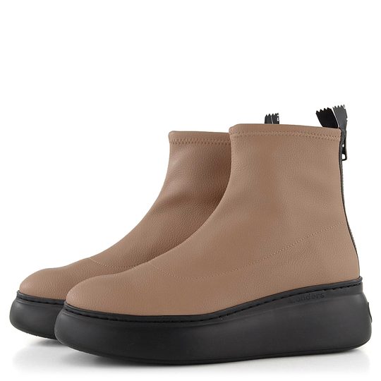 Wonders kotník na platformě se zadním zipem Camelus Taupe A-2622