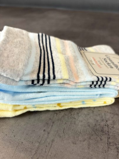 Dámské ponožky se zdravotním lemem 3 páry žlutá/sv.modrá/sv.šedá 39545