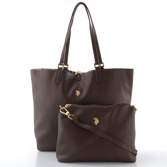 U.S. POLO ASSN. velká oboustranná shopper kabelka s etují hnědá BIURR9376WVPHB7