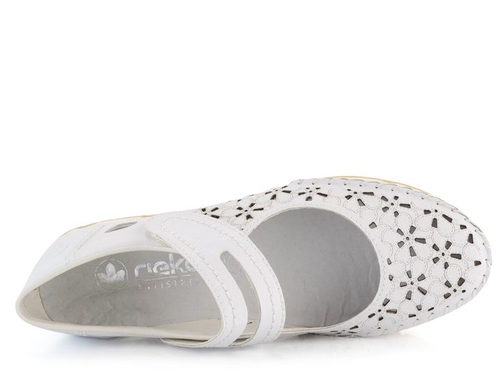 Rieker bílé sportovnější baleríny s páskem 49977-80