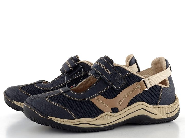 Rieker otvorené poltopánky na suchý zips modré L0575-14