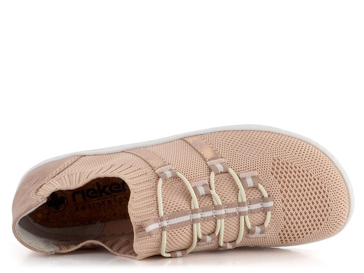 Rieker úpletové prozouvací polobotky růžové 52854-31