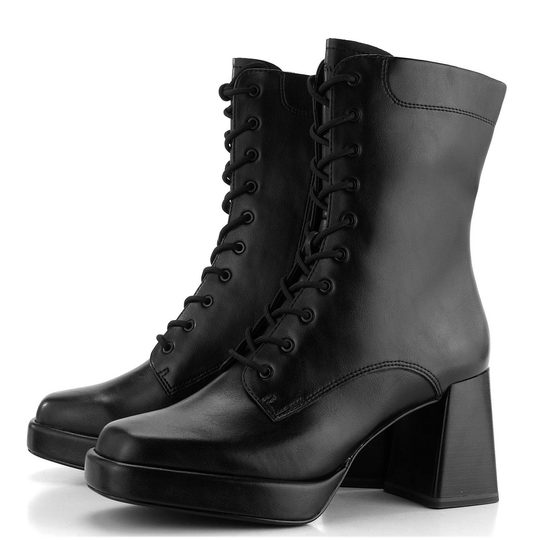Tamaris šněrovací kotník na podpatku Black 1-25111-41
