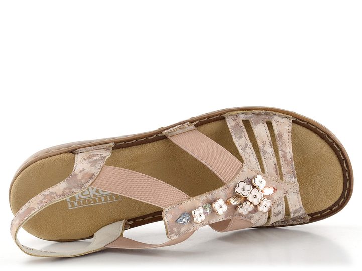 Rieker sandály růžové s bižuterií 60855-31