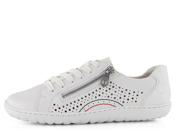 Rieker vzdušné šněrovací polobotky se zipem bílé 52824-80