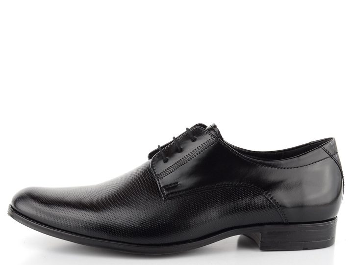 Barton celokožené čierne poltopánky s dezénom 52820