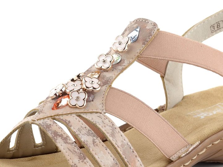 Rieker sandály růžové s bižuterií 60855-31