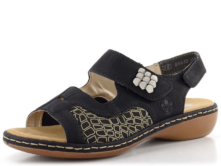 Rieker čierne sandále so strečom 65989-01