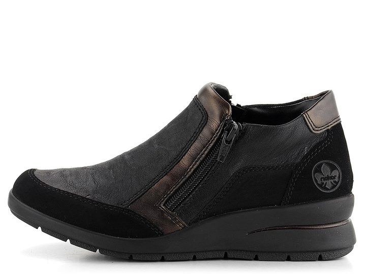 Rieker členková obuv so zipsom čierna kombinovaná L4851-00