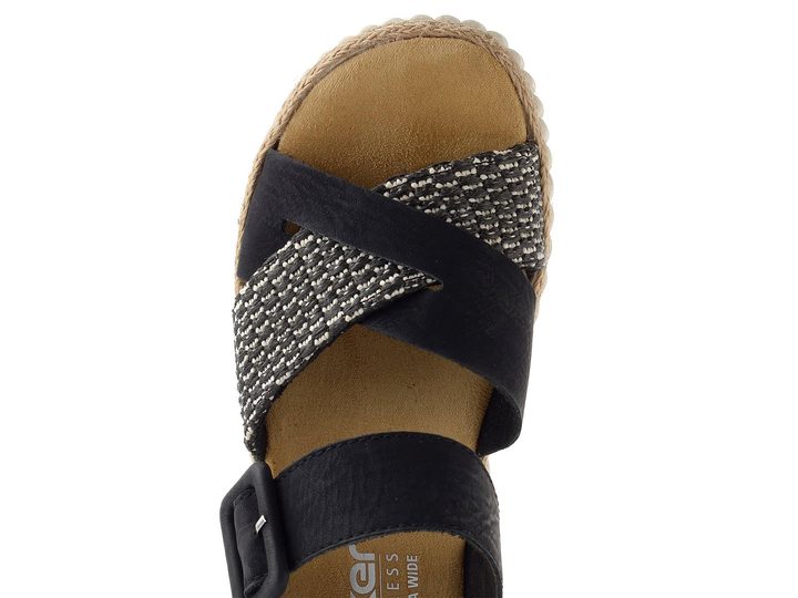 Rieker sandály na klínku černé 69269-00