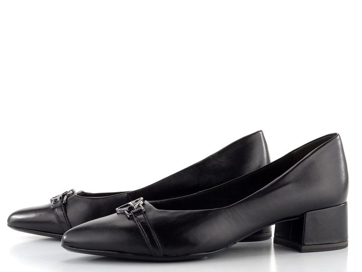 Tamaris kožené lodičky se širokým podpatkem černé 1-22313-43