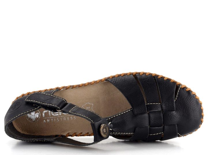 Rieker baleríny s priehlavkovým T-pásikom čierne M1675-00