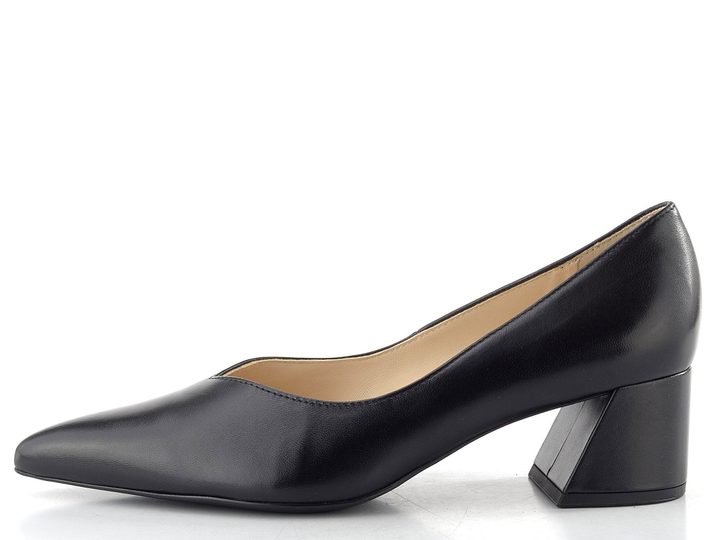 Högl kožené lodičky na širokom podpätku čierne 0-104500-0100