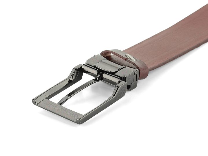 Kožený opasek vínový s leštěnou sponou 32 mm