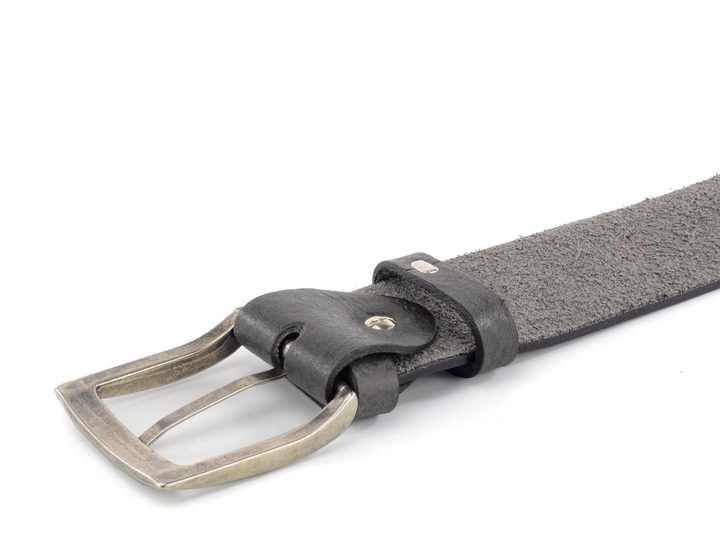 Šedý kožený opasek tm.šedý 38 mm