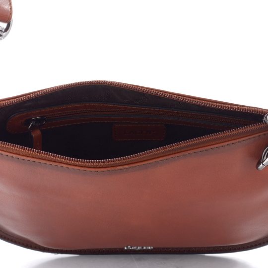 Dámska oblá kožená kabelka cognac LGB 199
