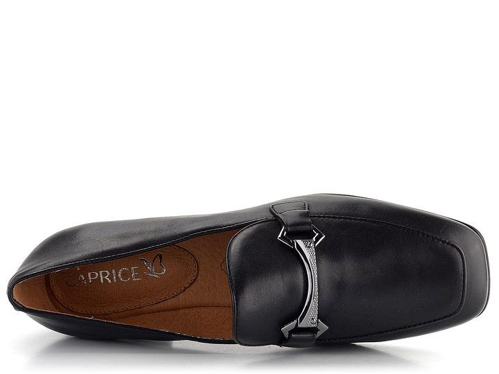 Caprice elegantní černé kožené mokasíny 9-24201-41