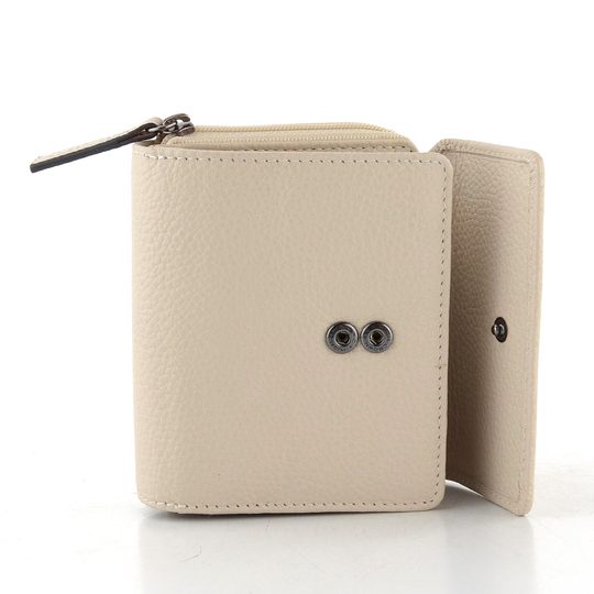 Dámska kožená peňaženka so zipsovým vreckom off white LG003