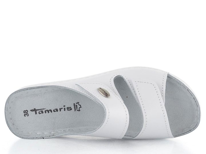 Tamaris fuzbetové pantofle White Leather 1-27510-41