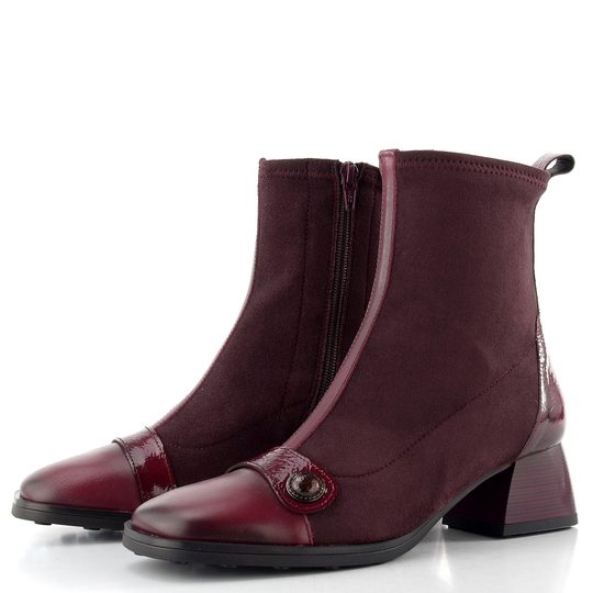 Hispanitas strečový zipový kotník na podpatku Marsella wine HI254219
