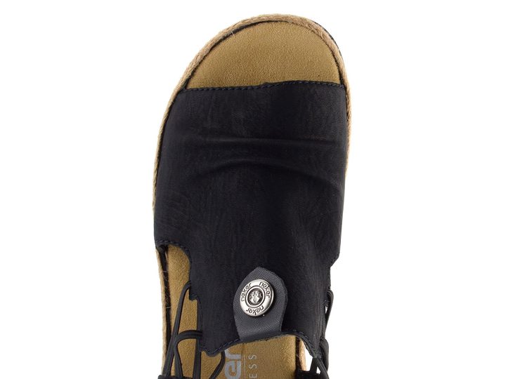 Rieker černé sandály se širokým nártem a gumičkami V7972-00