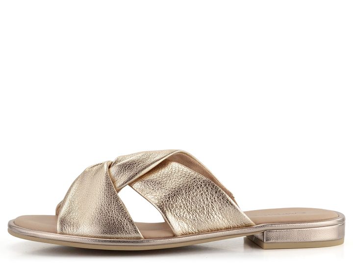 Caprice metalické kožené pantofle Platin 9-27100-42