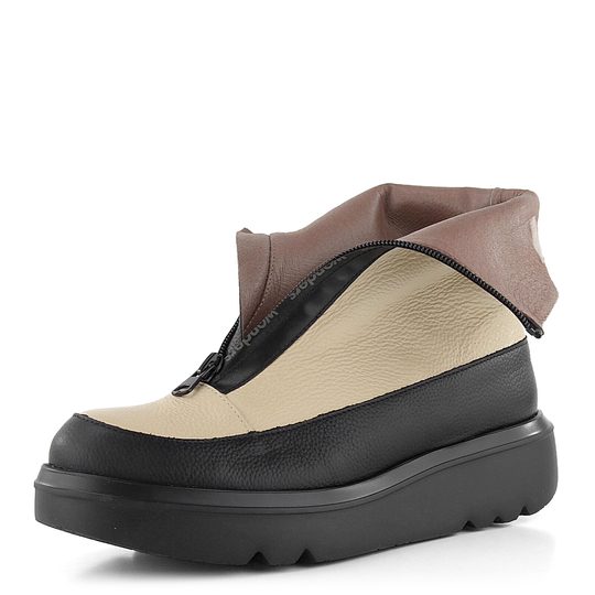Wonders kotník na platformě s předním zipem Wild Negro/Cream A-2802