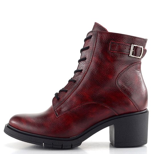 Barton šněrovací kotník na podpatku tmavě červený 24-2527